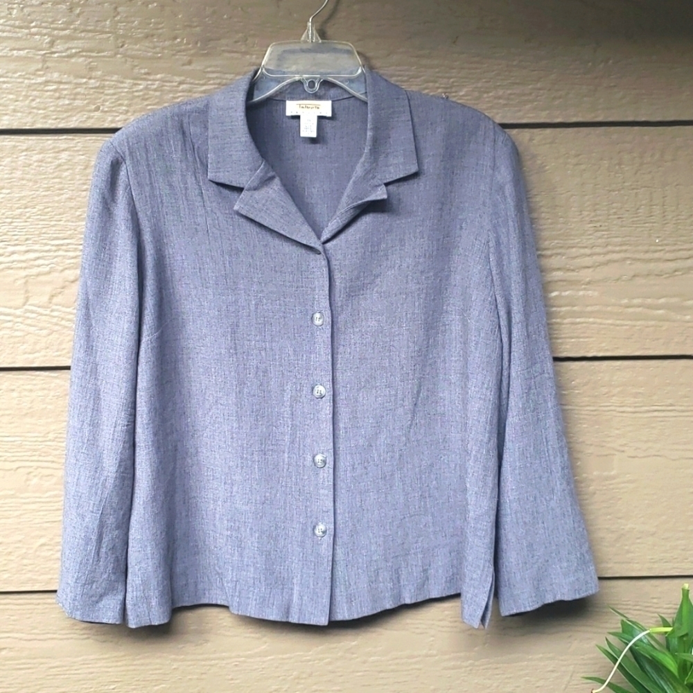 Talbots gray button up wool blend vintage shoulder pads 16P petite
